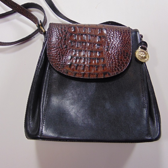Brahmin Handbags - Brahmin Vintage Black Leather/Croc Crossbody Purse